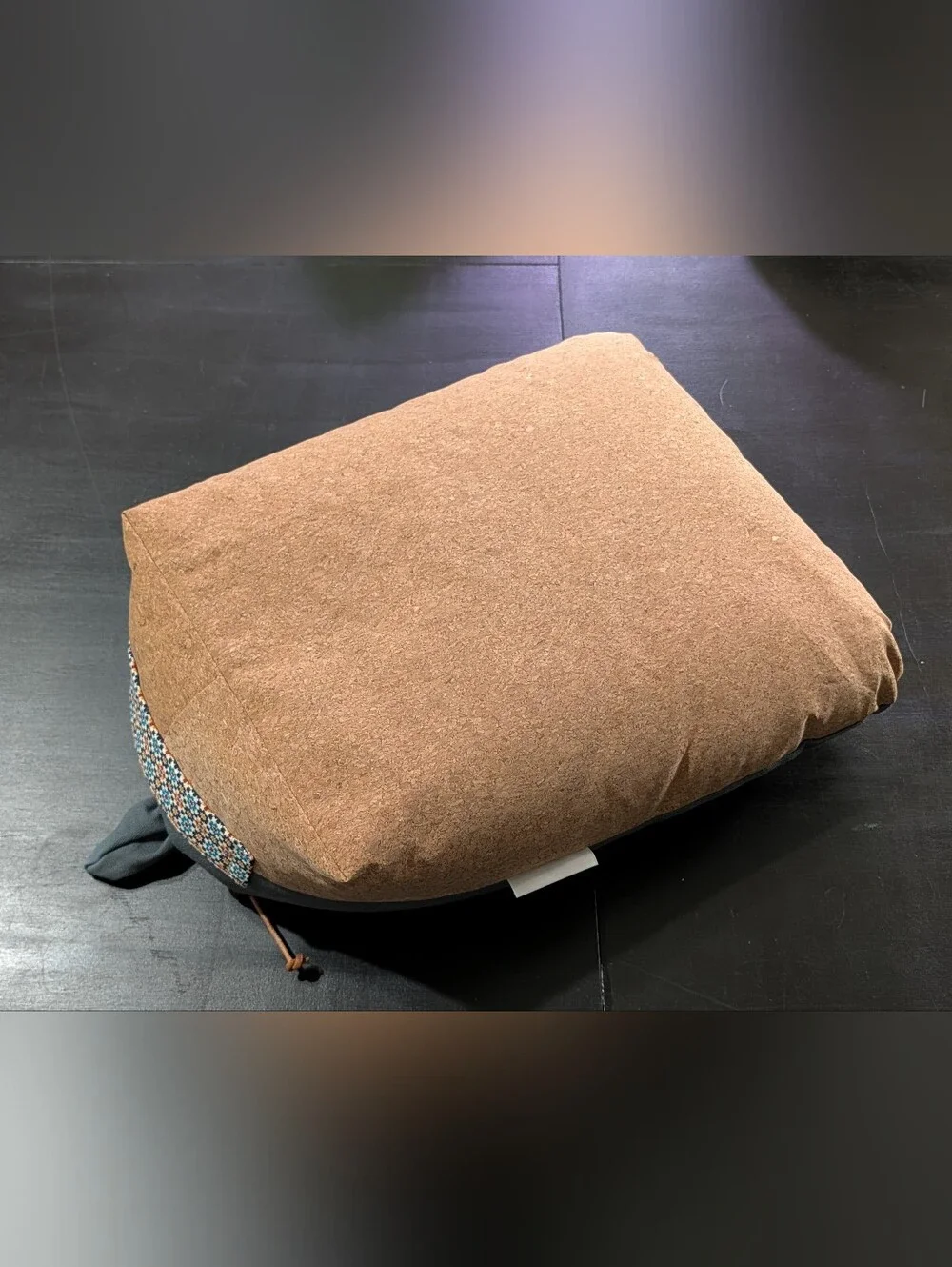 Monk & Llama Meditation Cushion Cork Base & Slate Gray Canvas Zafu Floor Pillow